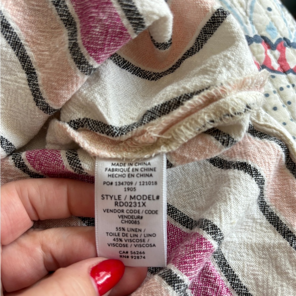 Splendid women dress RD0231X linen blend white red sz XS $168 - Picture 6 of 11